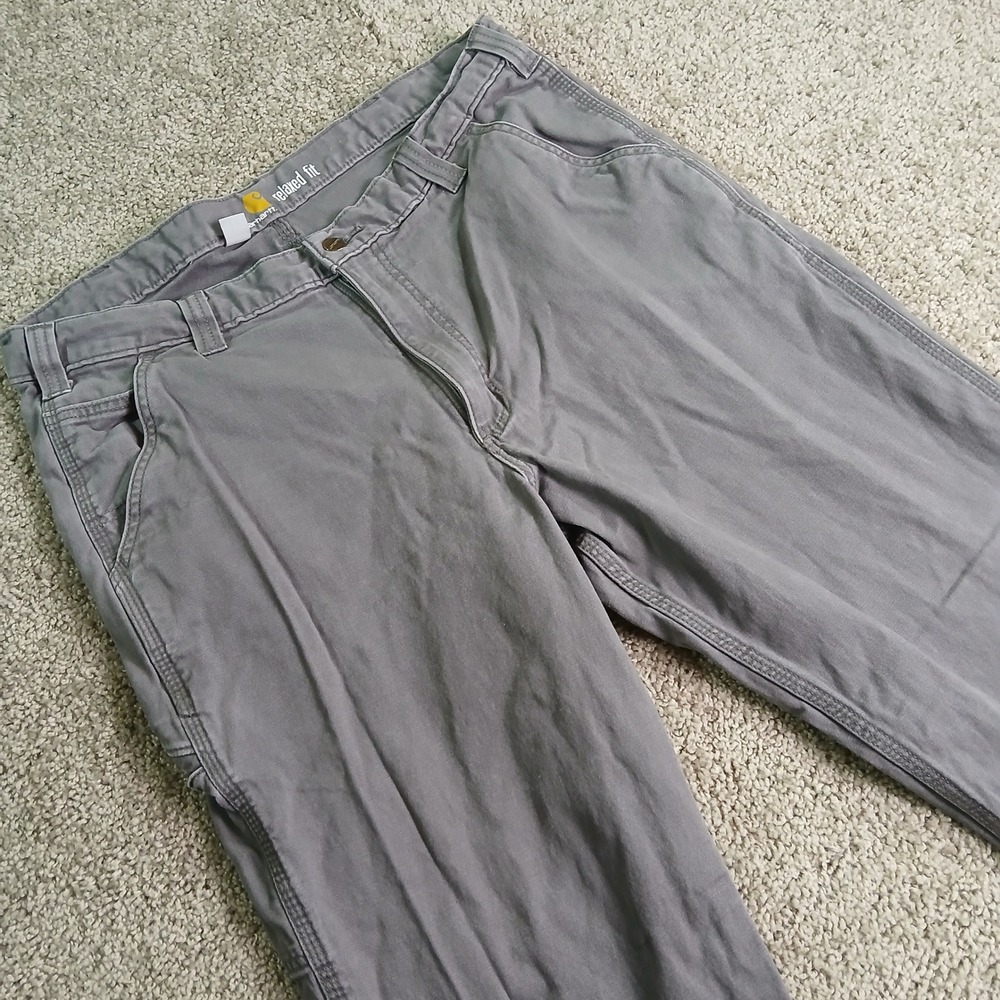 Carhartt Relaxed Fit Canvas Work Pants Gray Mens 36x34 102291-039